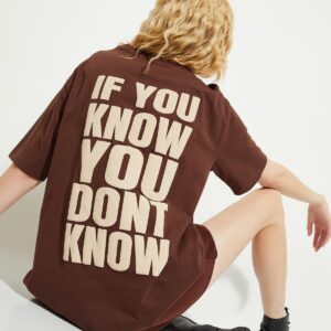 Oversized Statement T-Shirt – Brown