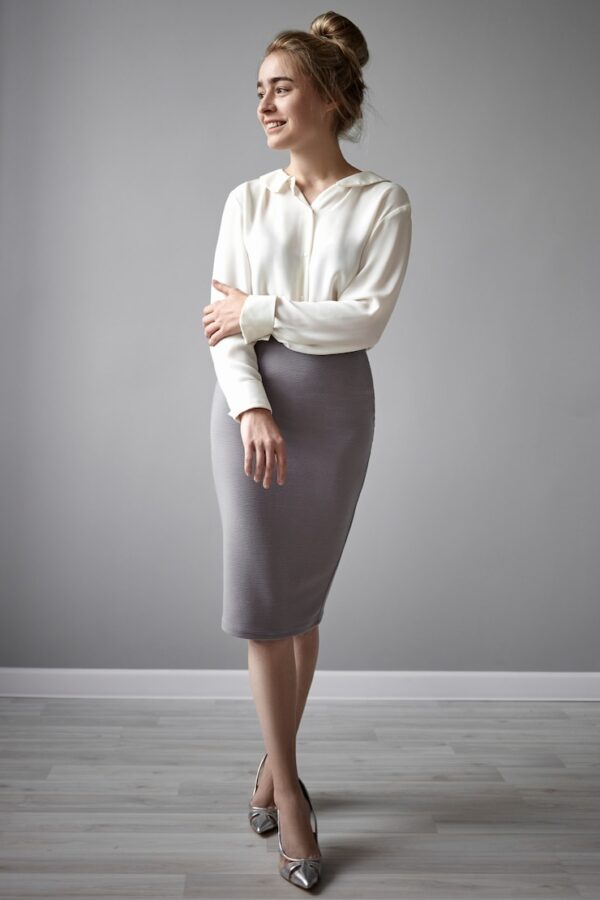 Elegant Office Chic Blouse & Skirt Set